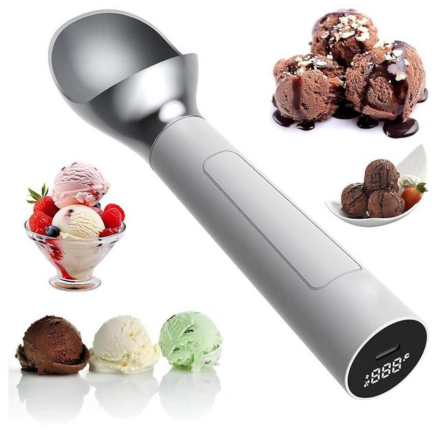 Heated Ice Cream Scoop, Rechargeable Icecream Scoop with LED Display, Rechargeable Electric Ice Cream Scoop, Maximum Heating up to 158℉ for Hard Ice Cream