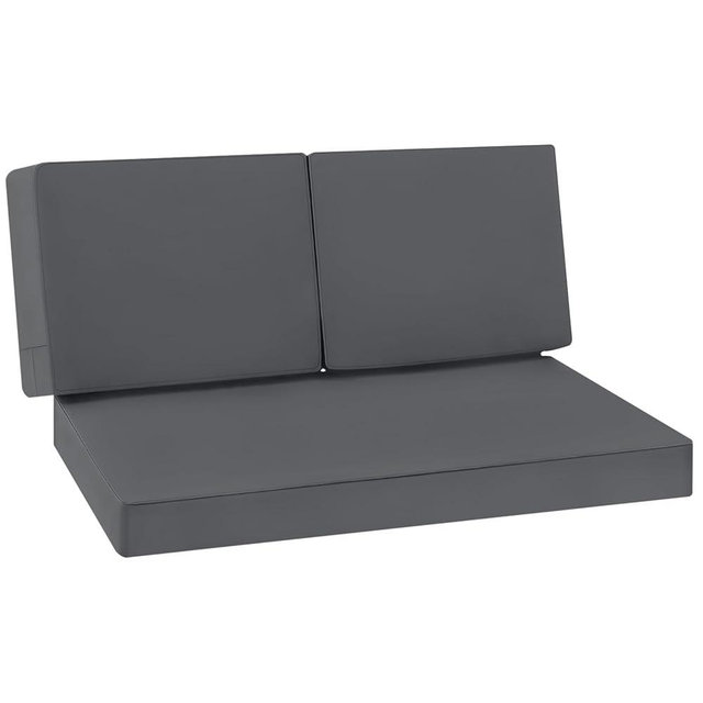 Favoyard Outdoor Loveseat Cushion Set 46 x 26 Inch Waterproof & 3-Year Fade Resistant Patio Furniture Cushions with Removable Cover, Ties and Hidden Zipper for Sofa Bench Couch pad Set of 3, Dark Gray