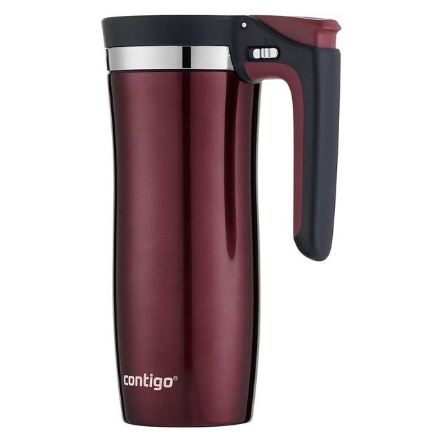Contigo Handled Vacuum-Insulated Stainless Steel Thermal Travel Mug with Spill-Proof Lid, 16oz Reusable Coffee Cup or Water Bottle, BPA-Free, Keeps Drinks Hot or Cold for Hours, Spiced Wine