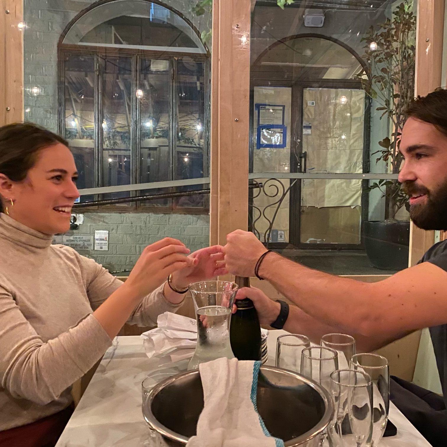 celebrating our engagement in NYC with Kelly, Matej, & Paige :) December 2021