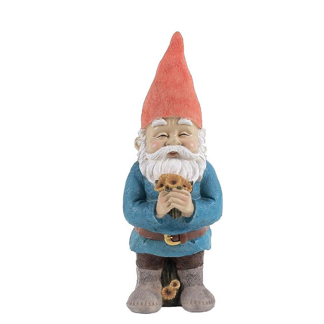 Floryden Gnome Figurine, Holding Sunflower Friendly Welcome The Master Home for Indoor Outdoor Patio Yard Lawn Decor, Polyresin 11.8" H