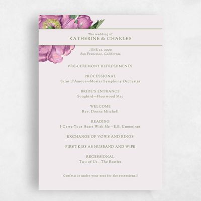 Purple Wedding Program - Sparrow