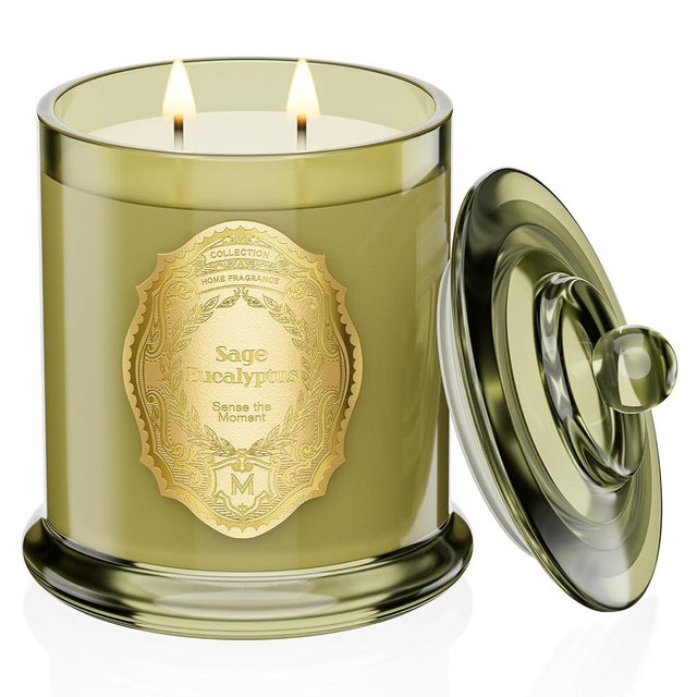 M&SENSE Sage Eucalyptus Candles for Home Scented, 2 Wick 12.7oz Soy Wax Candles Non Toxic,70 Hours Long Burning,Luxury Candles Gift for Stress Relief, Meditation, Yoga
