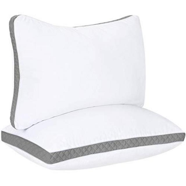 Utopia Bedding Gusseted Quilted Pillow (2-Pack) Premium Quality Bed Pillows - Side Back Sleepers - Grey Gusset - King - 18 x 36 Inches