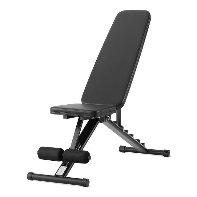 Amazon Basics Adjustable Workout Weight Bench Press, Foldable for Home Gym, Black
