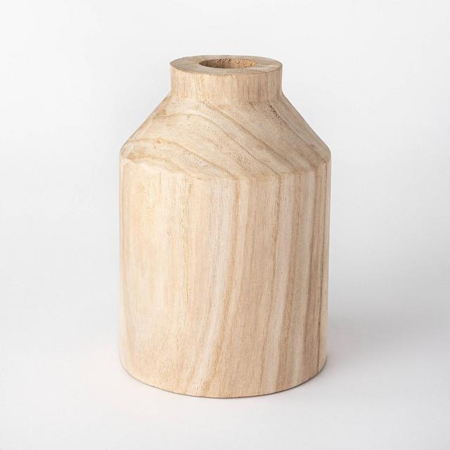 9" Decorative Wooden Vase Natural - Threshold™ designed with Studio McGee