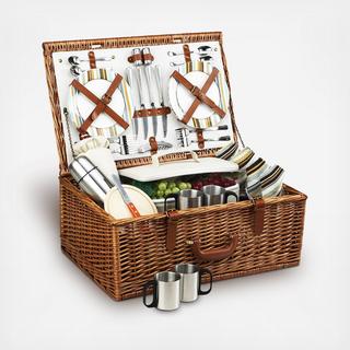 4-Person English Style Willow Picnic Hamper with Coffee Set