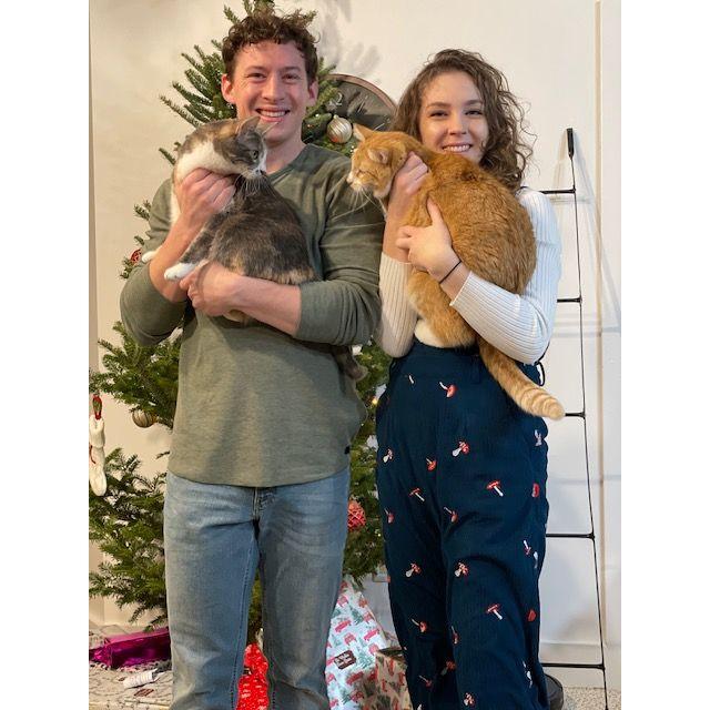 Family photo of us and our cats Dupey and Garbo.