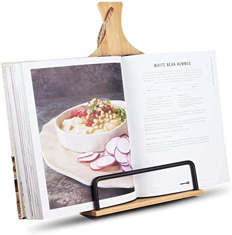 VYNOPA Bamboo Cookbook Stand in Cutting Board Style