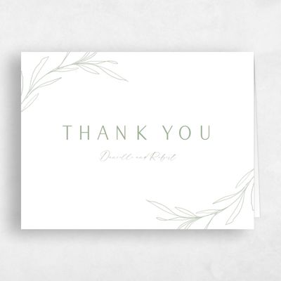 Green Letterpress Wedding Thank You - Avila Classic Letterpress