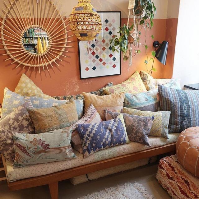 Set of 10 Pc Pillow, Vintage Kantha Pillow Cover, Indian Bohemian Patchwork Kantha Cushion Cover, Handmade Antique Kantha Throw Pillow