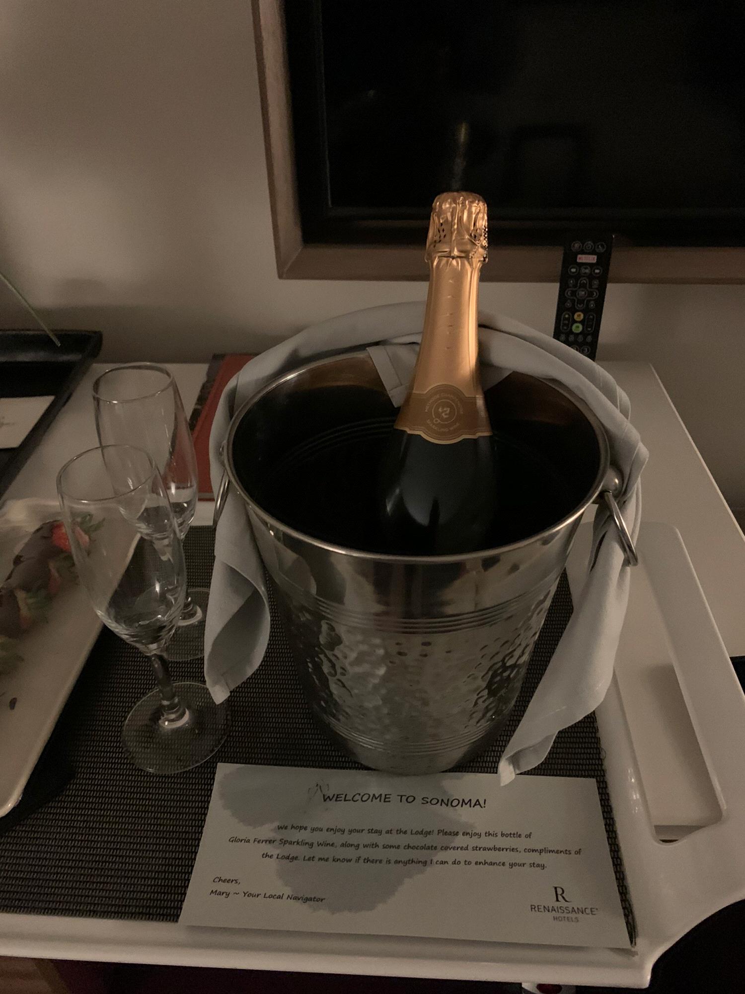 Surprise when we made it to the hotel room in Napa Valley!