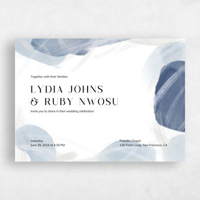 Grayed Cobalt, Blue Wedding Invitation - Staton Landscape