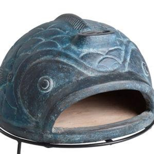 Blue Terracotta Fish Pizza Oven - World Market