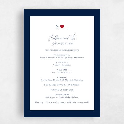 Navy, Blue Wedding Program - Hartwell