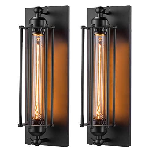 Licperron Industrial Wall Sconce E26 E27 Edison Vintage Wall Sconce Antique Wall Lamp Fixtures Bedside Bar Restaurant Hotel Lighting Decor 2 Pack