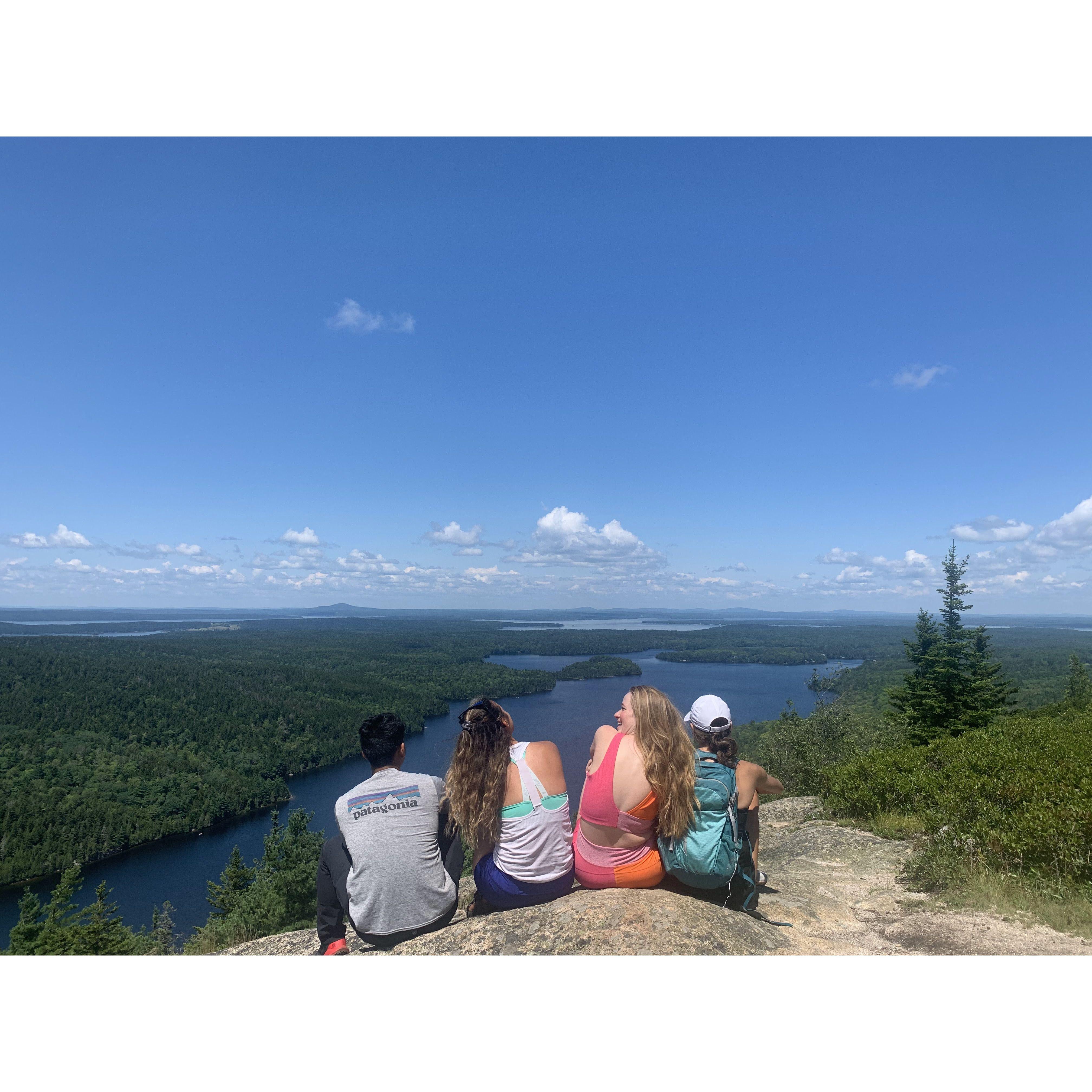 Beech Mountain lookout with Alphonse, Chanel, Megan, and Christina