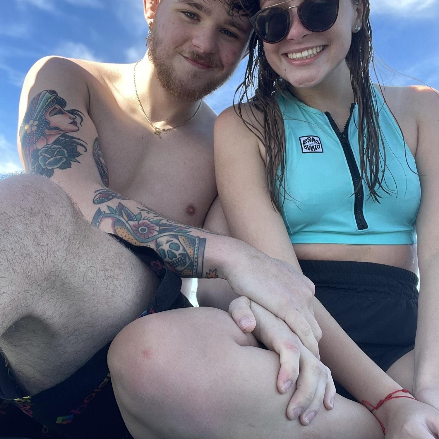 Their first lake day together was in summer 2021, and since then, being out on the boat and catching sunsets has become their favorite way to spend summer days together.