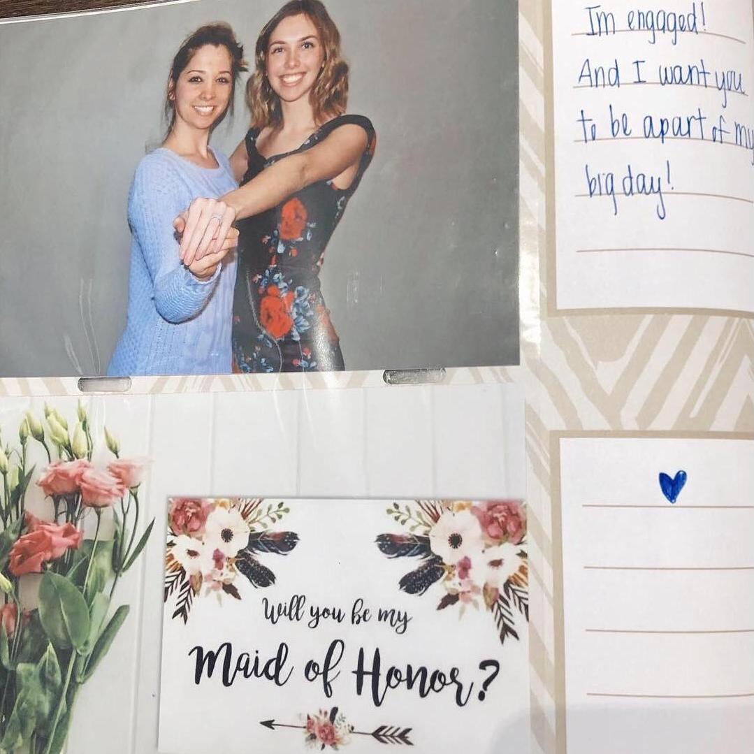 Hollie's photo album filled with photos ending with this page asking her to be my maid of honor.