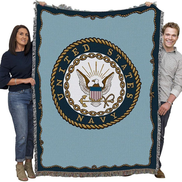 Pure Country Weavers PCW - US Navy - Emblem Blanket - Gift Military Tapestry Throw Woven from Cotton - Made in The USA (72x54)