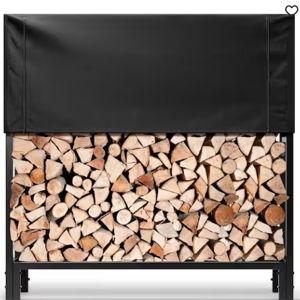 4ft. Heavy Duty Upgraded Outdoor Steel Firewood Rack with Cover Combo Set, Up to 2645 lb