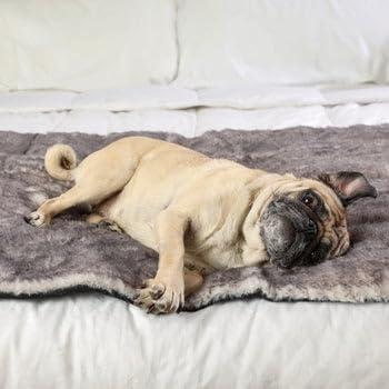 PAW BRANDS PupProtector™ Luxe Waterproof Bed Runner Blanket - Ultra Soft Chinchilla - King/Cal King (30" L X 109" W)