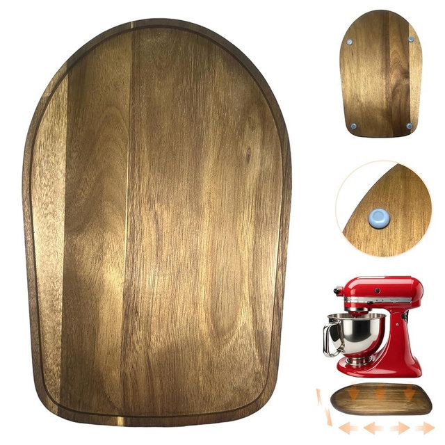 Acacia Wood Mixer Slider, Smooth Glide Tray, Non-Slip Pad, Countertop Protector Base, Compatible with KitchenAid 4.5-5 Qt Stand Mixer, kitchen aid accessories and attachments