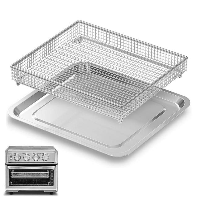 stainless Steel Baking Tray Pan and Air Fryer Basket Compatible with Cuisinart Airfryer TOA-060 and TOA-065 and TOA-070 (with Cuisinart TOA-060 and TOA-065)