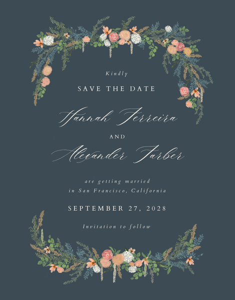 Dinan Portrait | Dark Gray Blue | Zola Save The Dates