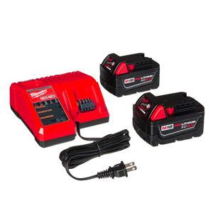 Milwaukee 48-59-1850 M18 RED LITHIUM XC 5.0 Ah Batteries (2) + 48-59-1812 M12 and M18 Multi Voltage Charger kit