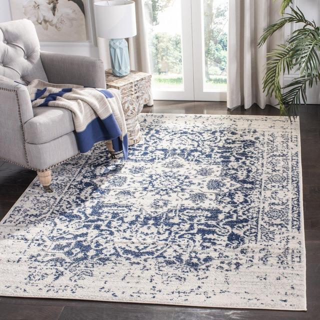 Irania Oriental Cream/Navy Area Rug