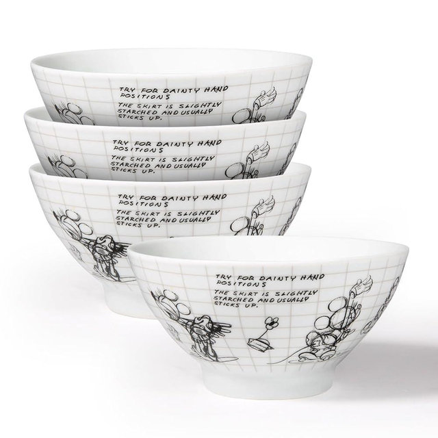 Disney Soup Bowls By Zrike Brands- Porcelain Sketchbook Cereal Bowls- Dishwasher & Microwave Safe Cute Serving Bowls- Original Zrike Brands Dinnerware- Great Gift Idea- Bowls, Set of 4