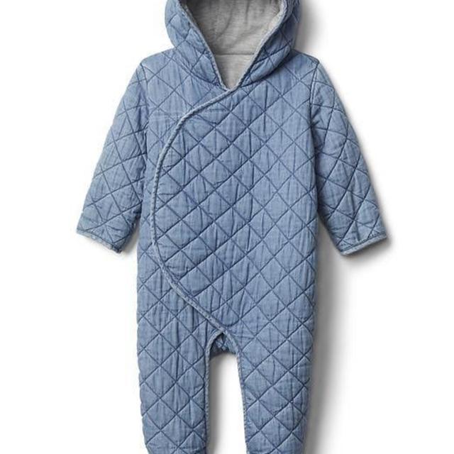 Baby Quilted Chambray Bear One-Piece - 3-6 mos