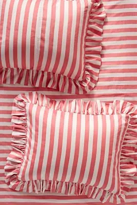 Maeve Cotton Striped Ruffle Printed Shams, Set of 2
