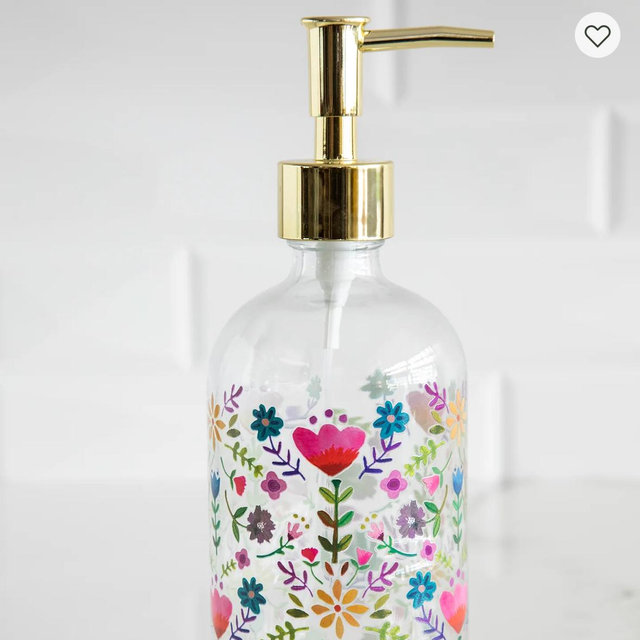 Glass Soap Dispenser - Floral