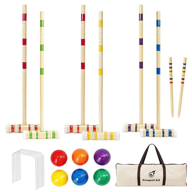 JOLLYBEAM Croquet Set 35'' with Wooden Mallets, Colored Balls, Sturdy Carrying Bag for Adults &Kids, Perfect for Lawn,Backyard,Park and More