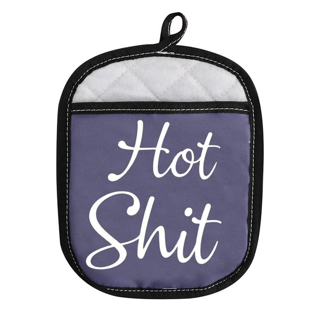 Funny Oven Pads Pot Holder with Pocket for Baker Hot Shit Humor Gift Gag Baking Gift (Hot Shit Blue)