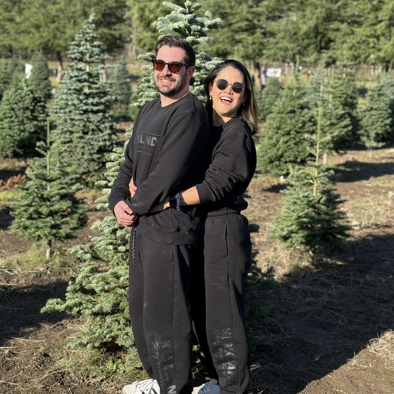 Christmas card photos ft matching Kirkland sweats