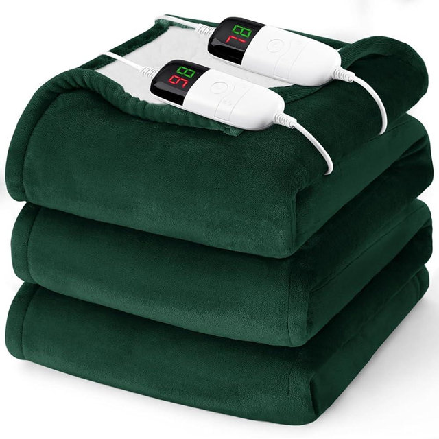 Heated Electric Blanket Queen Size - 84" x 90" Heating Blanket with Dual Control, 10 Heating Levels & 8 Hours Auto Off, Soft Warm Flannel Blanket, Christmas Birthday Gifts for Senior Grandma