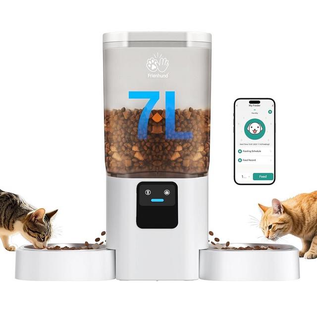 Automatic Cat Feeder with Slow Feed for 2 Cats: 5G WiFi Automatic Dog Feeder with 7L Large Food Storage Container,Cat Food Dispenser with Alexa for Multiple Pets, Detachable for Easy Clean -29 Cup