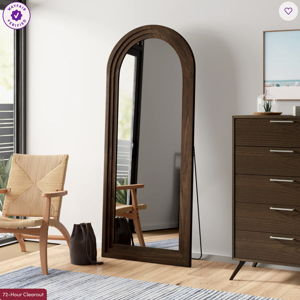 Borseth Arched Wood Frame Full Length Mirror with Stand - Brown, 64" x 21"
