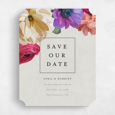 Grey Ticket Wedding Save the Date - Wildrose Portrait
