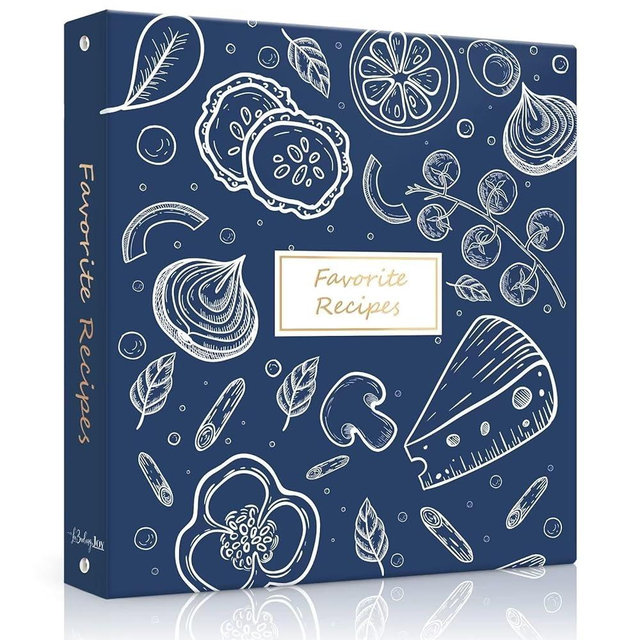 Recipe Binder 8.5x11 3 Ring, Recipe Book to Write in Your own Recipes, Family Recipe Binder Full Page with Plastic Sleeves for Christmas Gifts (Gentian Blue)