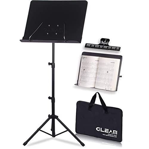 GLEAM Sheet Music Stand - 2 in 1 Dual-Use Desktop Book Stand Metal with Carrying Bag