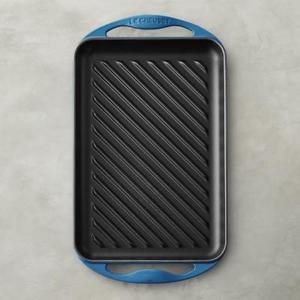 Le Creuset Cast-Iron Rectangular Skinny Grill, Azure Blue