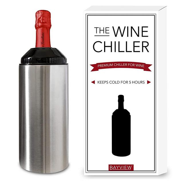 The Wine Bottle Chiller | Keeps Cold for 5 Hours | Fits Most 750ml Wine Bottles | Cooler for Parties, Picnics, Travel | Stainless Steel Double Vacuum Wall Insulated