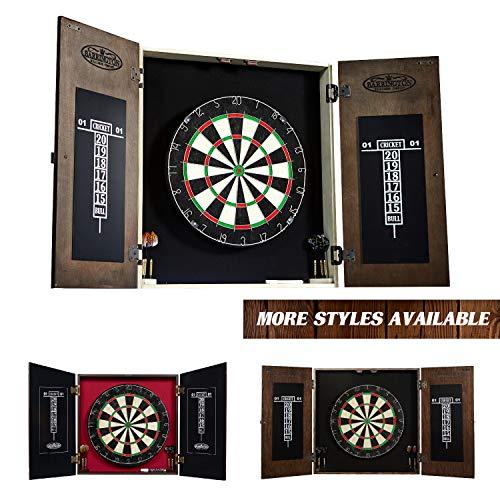 Barrington Collection Bristle Dartboard Cabinet Set: Professional Hanging Classic Sisal Dartboard with Self Healing Bristles and Accessories - Available in Multiple Styles