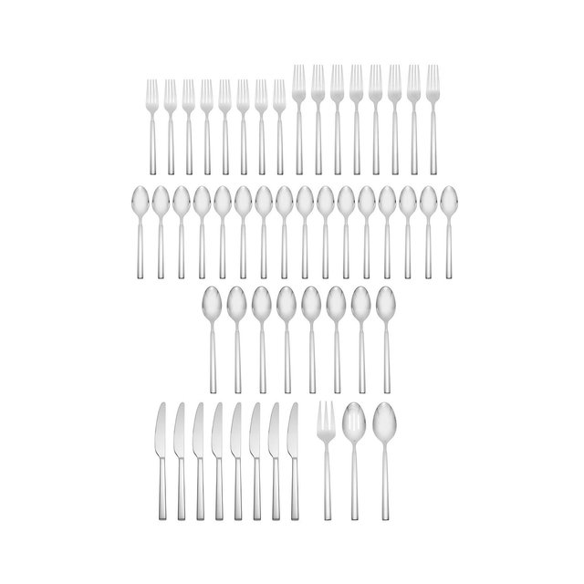 Cambridge Silversmiths Stainless Steel Drew Mirror 51-Piece Flatware Set, Service for 8
