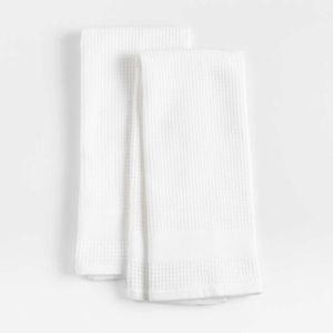 Waffle Terry Harbor White Organic Cotton Kitchen Dish Towels, Set of 2 + Reviews | Crate & Barrel