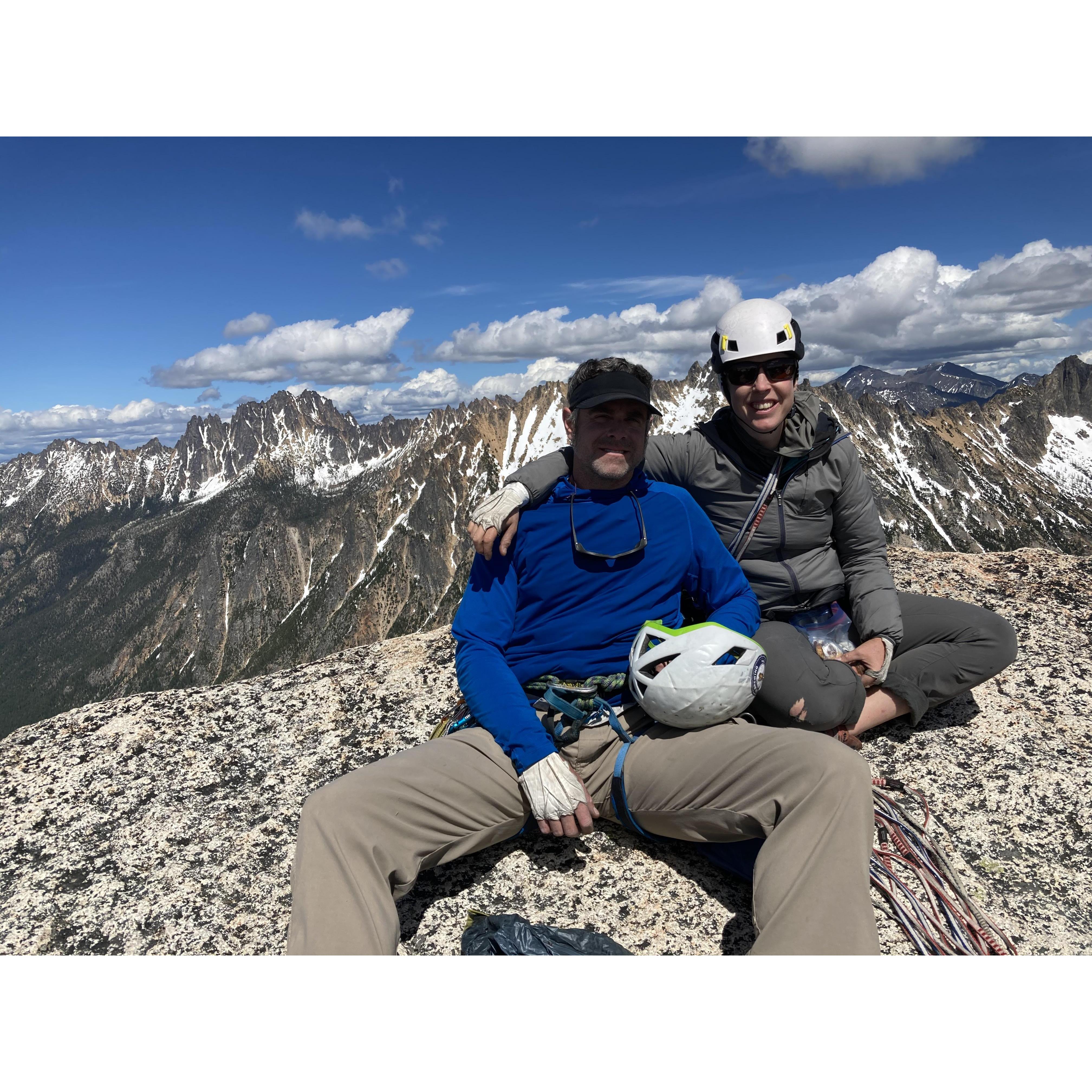 On top of liberty bell, Washington Pass. Spring 2020.